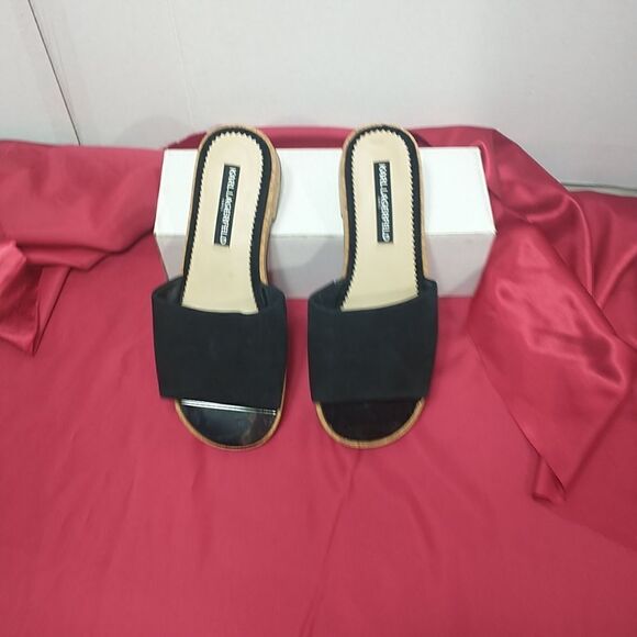 Karl Lagerfeld Platform Cher Sandals Black Slide Womens Size 8.5 M - Picture 8 of 8